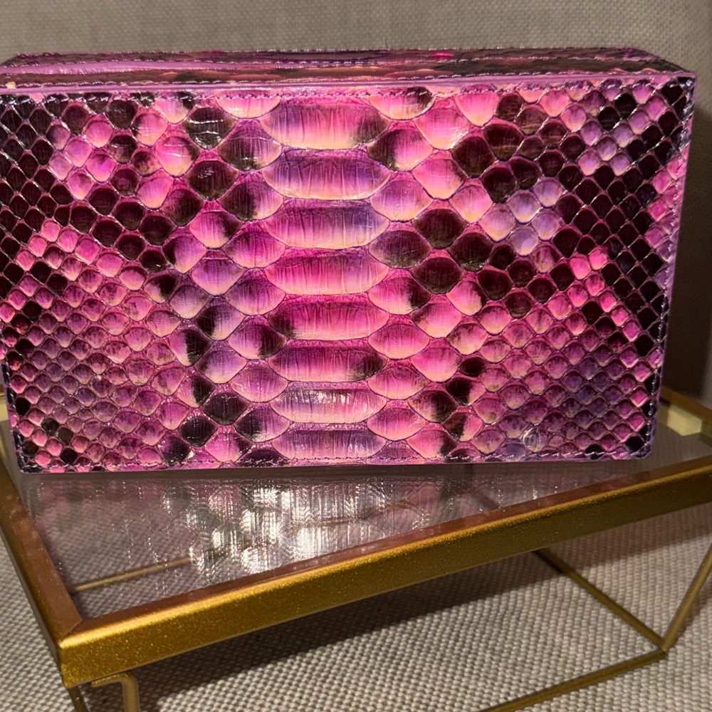 Nancy Gonzalez Pink Snakeskin Clutch